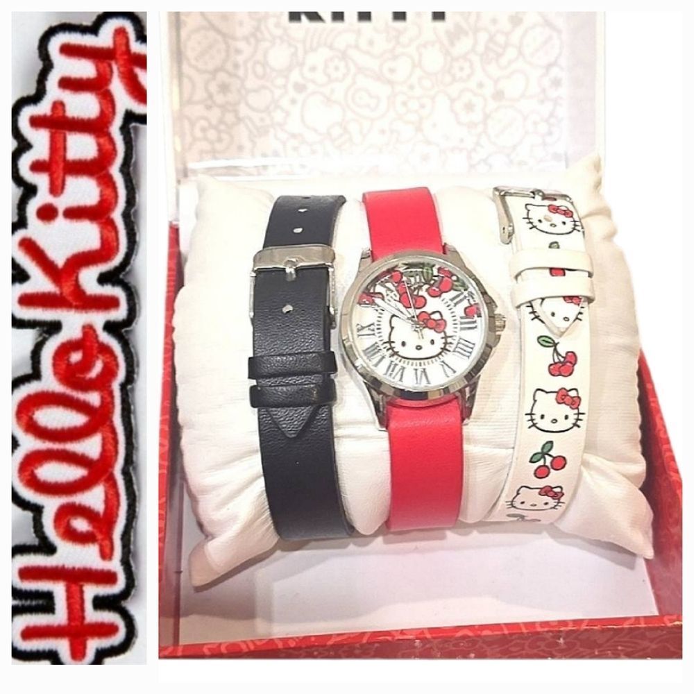 Hello Kitty By Sanrio Logo Cherries Watch‎ Set w/Interchangeable Bands